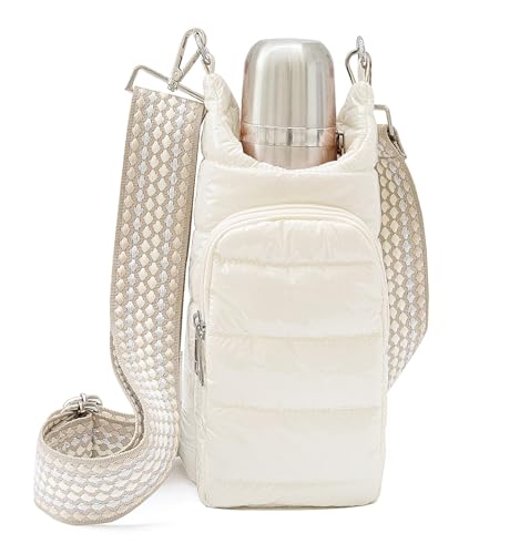 Original Crossbody Water Bottle Holder Bag with Strap.Stylish Puffer Bag.Pockets for Phone & Accessories.BEST GIFT