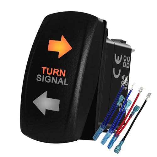 Image of Amber Led Turn Signal Rocker Switch 7 PIN ON-Off-ON DPDT Toggle Switch with Jumper Wires for Motorcycle UTV ATV SXS Golf Cart Waterproof IP68