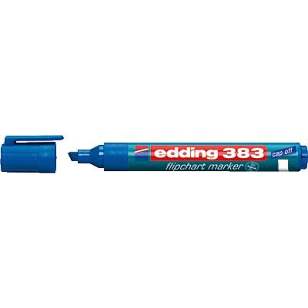 edding 383 flipchart marker - blue - 1 pen - chisel nib 1-5 mm - marker for writing, drawing and marking on flipchart paper - does not bleed through - does not dry out - colour intensive