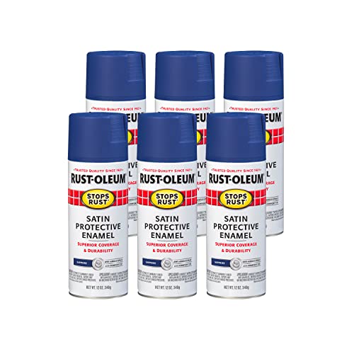 Image of Rust-Oleum 276270-6PK Stops Rust Spray Paint, 12 oz, Satin Sapphire, 6 Pack