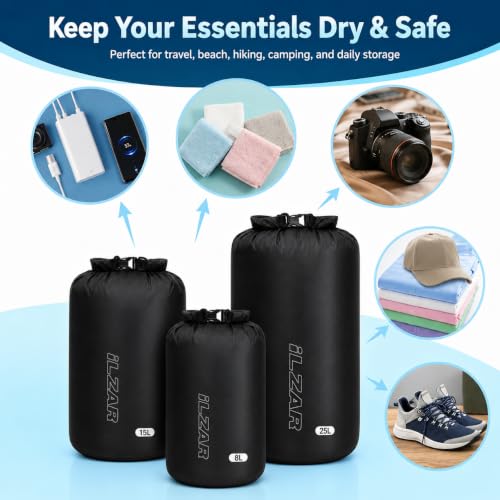 Set de 3 Bolsas Secas Impermeables, 8L 15L 25L con Fondo Redondo miniatura 3