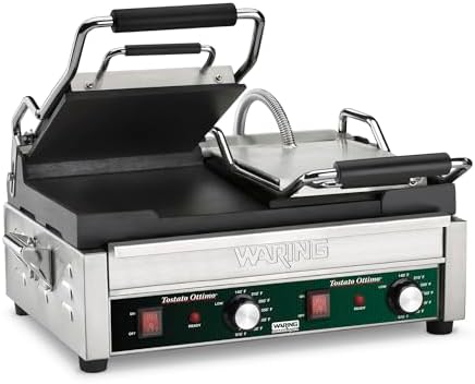 Waring Commercial WFG Panini Ottimo WFG300 Flat Plate Dual Panini Grill, 240 V, 3200W, 6-20 Phase Plug