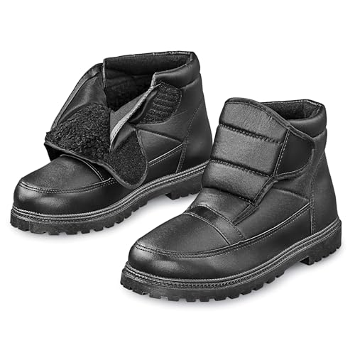 Collections Etc Mens Adjustable Easy-On Non Slip Water-Resistant Strap Winter Boots2