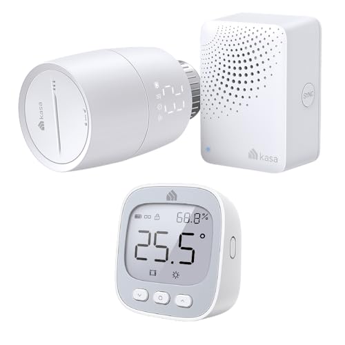 Bündel von TP-Link Kasa Heizkörperthermostat KE100 KIT + KE110 Sensor – Steuern Sie EIN einzelnes oder mehrere Thermostate bequem per Gerätetaste oder Smartphone