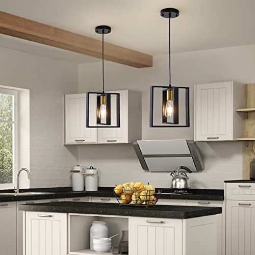 Black Farmhouse Pendant Light,1-Light Small Chandelier,Wood Dining Room Light Fixture with Adjustable Cord,Hanging Lights for Hallway, Kitchen Island, Foyer, Entryway - Image 5