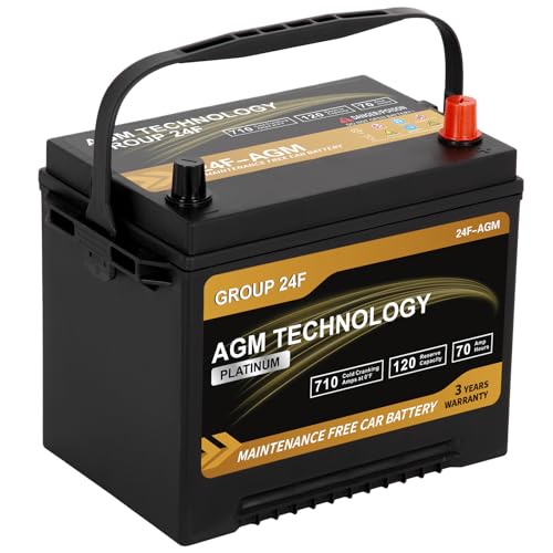 Daakmax Platinum AGM Car Battery Group Size 24F, 12V 70Ah, 710 CCA, 120 RC, Rechargeable Start-Stop Automotive Battery with 36-Month Warranty