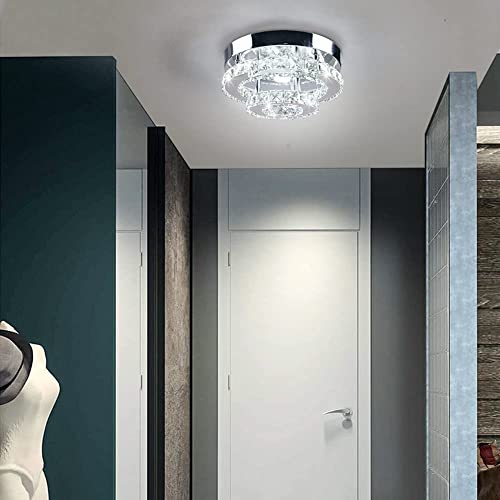 Image of 9.8 inch Crystal Flush Mount Ceiling Light Cool White Mini Chandelier