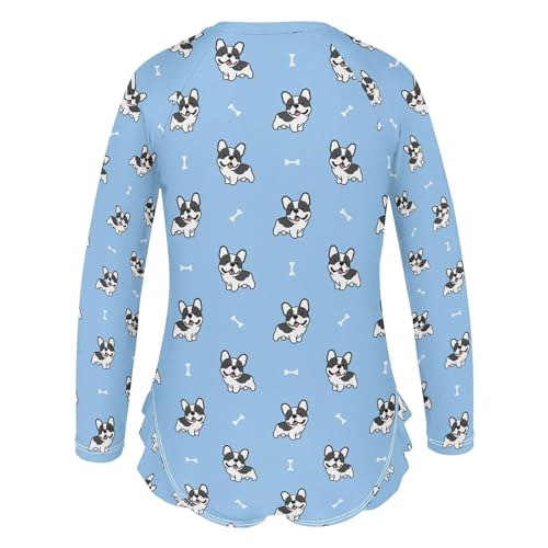 Girls Long Sleeve One Piece Ruffle Swimsuit Zipper Bathing Suits 3-12Y3