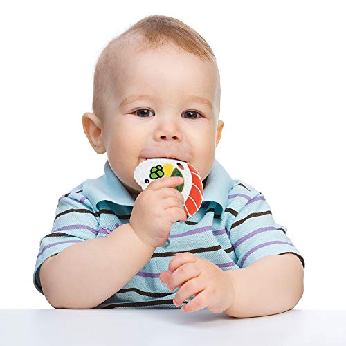 Image of Baby Silicone Teether,Sensory Chew Toys,BPA Free Soft and Effective Infant Teething Pain Relief Toys,Freezer Safe,Food Grade Silicone,Best Shower Gift for Boys and Girls (Sushi)