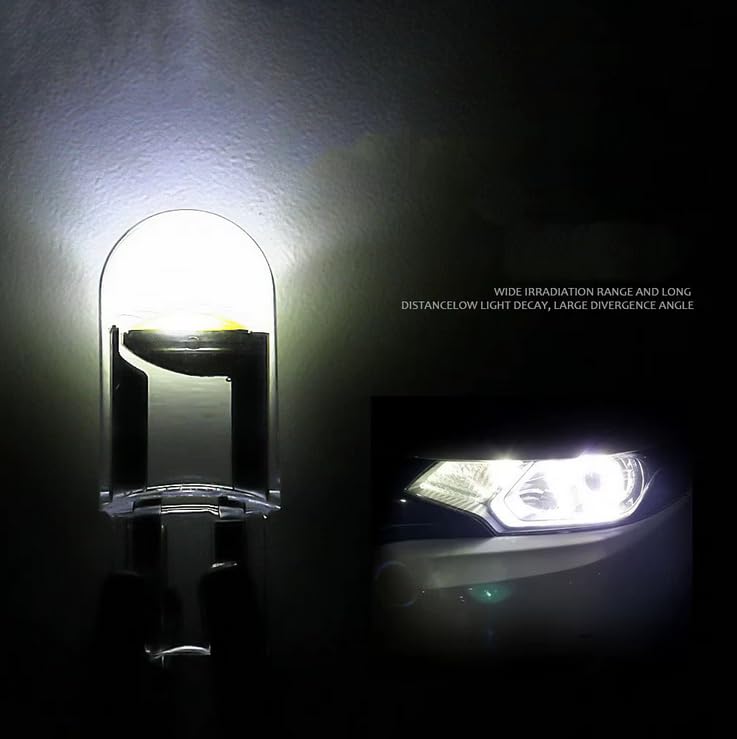 4 x T10 LED W5W COB 12 V – 6000 K zimna biel – oświetlenie wnętrza samochodu – światło postojowe do czytania, oświetlenie drzwi, oświetlenie bagażnika, Canbus