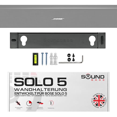 Sound bass Solo 5 Wandhalterung für Bose Solo 5 Soundbar, Kompatibel mit der Series II Soundbar Solo 2, Komplettset mit allem Montagematerial, Entworfen in Großbritannien