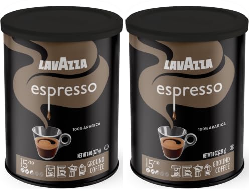 Lavazza Espresso Ground Coffee Blend, Medium Roast, 8-Oz Cans, Pack of 8 (Packaging May Vary) Premium Blend, Value Pack, Non-GMO, 100% Arabica, Rich-bodied