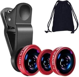 Universal HD Camera Lens Kit | 180° Fisheye + 0.65X Wide Angle + 10X Macro Lens | Glass &amp; Aluminum Alloy Clip-On Attachmen...