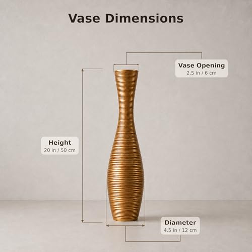 Image of Leewadee Large Floor Vase 20 inches Polyresin for Pampas Grass, Dried Flowers