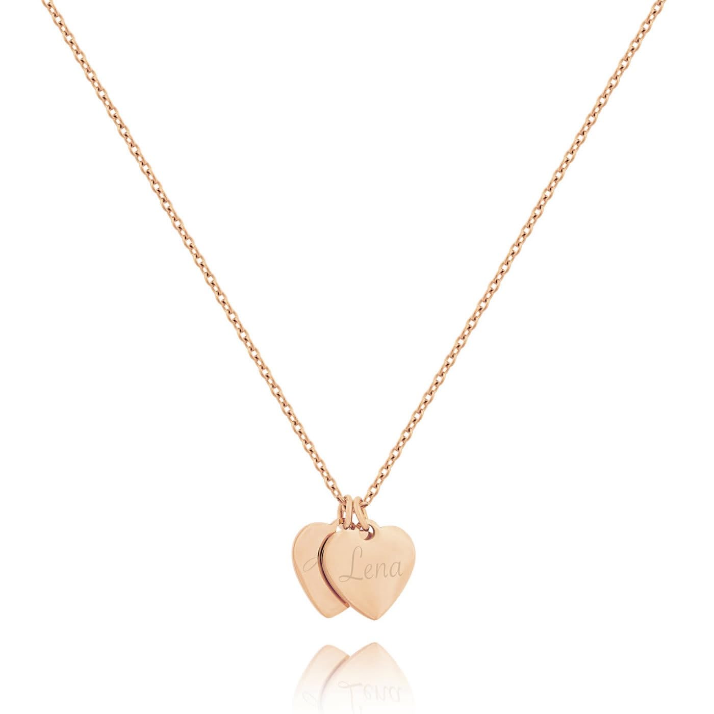 VALENCIA II - Kette mit 2 Herzen | Anhänger mit Gravur | Beste Freundin | Paar Schmuck | Persönliche Geschenke Valentinstag Jahrestag Muttertag | 316L Edelstahl Roségold Silber Gold