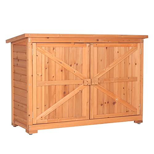 Outdoor Storage Cabinet, Wood Garden Shed, Outside Tool Shed, Organizer Cabinet for Outside, Garden Tool Shed Storage House Cabinet, Wood Outdoor Storage Shed -Large Wood Shed Storage Box for Garden