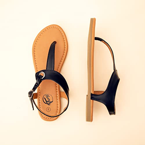 Trary Flat Sandals For Women Dressy Summer Thong Sandals For Women T Strap Adjustable Ankle Buckle Womens Sandals With Arch Support Black 09 #TOP3