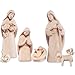 Akantus Krippenfiguren Set 6-teilig aus Holz – Weihnachtskrippe mit HL. Familie, Hirte & Schaf – liebevoll Geschnitzte Krippenfiguren aus Eschenholz – Traditionelle Krippe aus Südtirol