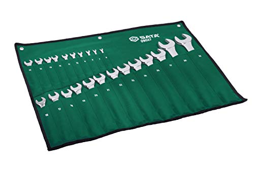 Sata 23-Piece Full-Polish Metric Combination Wrench Set With Offset Box Ends And A Durable Tool Roll - St09027Sj #TOP3