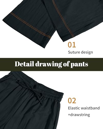 Image of KICZOY Women Flowy Pants Drawstring Waist Wide Leg Palazzo Beach Pants Loose Fit with Pockets