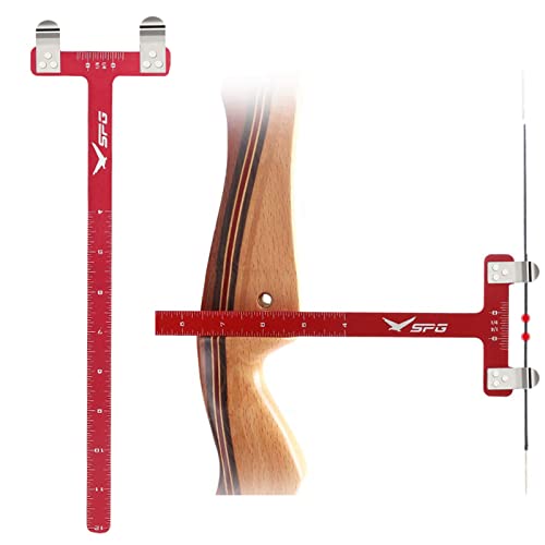 SOPOGER Archery Bow Square T Shape Bow Square Ruler Bowstring Measurement Tool Bow Turning Kit for Recurve Bow and Compound Bow Accessories (Red)