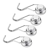 Ninth Five 30lb Swivel Swing Powerful Magnetic Hooks,Strong Heavy Duty Neodymium Magnet Hooks - Great for Your Refrigerator and Other Magnetic Surfaces(4 pack)