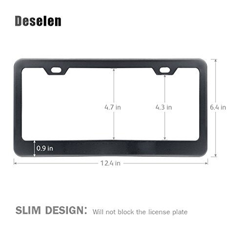 Deselen Stainless Steel License Plate Frame for Genesis with Screw Caps Cover Set, Genesis Letters，Matt Black (2 Pieces Front/Back) LP-GE02BT - Thumbnail 3
