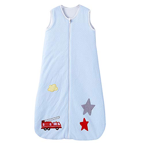 Saco de dormir para bebé, 100% algodón, 2,5 TOG, tamaño 130, diseño: perro estrella. (130 (3 – 6 años), diseño de coche de bomberos de estrella)