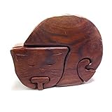 Lify All Natural Exotic Woods Puzzle Box, with Sliding Wooden Key Lock, Sliding Cover and Inner Lid