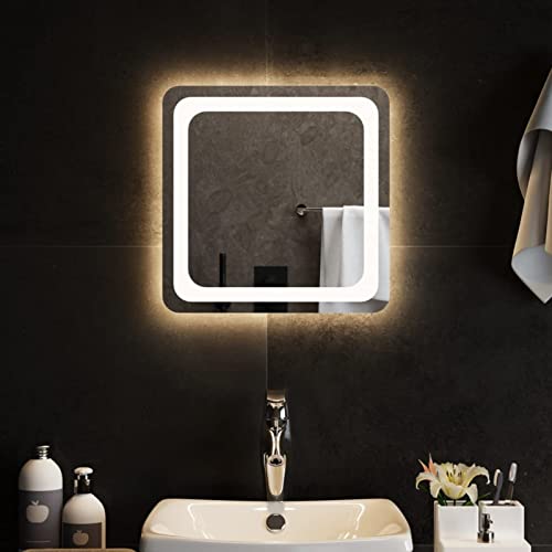 Festnight Badspiegel Mit Beleuchtung,Wandspiegel Badezimmerspiegel LED,Dekorative Wandspiegel Badezimmer Spiegel Wand, Led Spiegel Bad 40 x 40 cm Cover