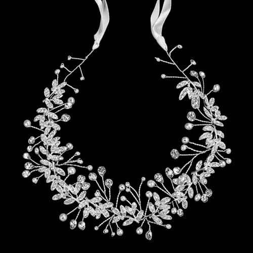 Papoopy Flower Girl Headpiece for Wedding, First Communion, Bridal, Hair Accessories (F14-Silver)