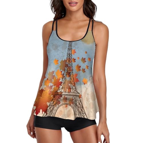 Maillot de bain tankini Érable de Paris avec short pour femme et robe de plage