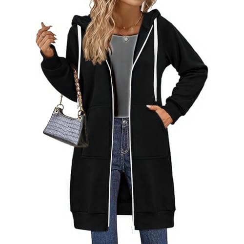 Zip Up Jacket,Long Hoodies For Women Zip Up Double Zipper Fleece Jacket Tunic Sweatshirts Fall Winter Fashion Clothes