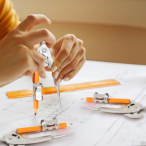 20 Pieces Compass for Geometry Metal Compass Tool Math Compass Bulk Drawing Compass Silver Geometry Compass with Pencil for Student School Classroom Office Woodworking Art Drawing - Thumbnail 7