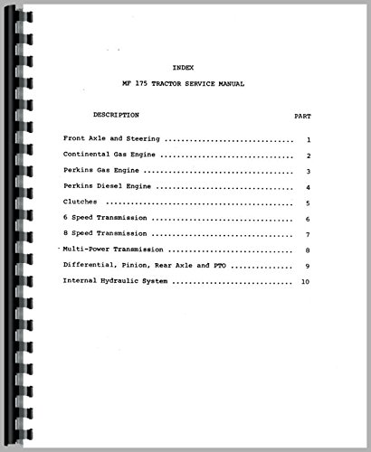 Service Manual Massey Ferguson 175 282 Tractor      Plastic Comb