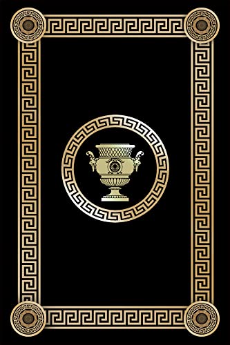 Jungengel Teppich Olymp Schwarz Gold Design Modern Läufer Wohnzimmer Waschbar 30°C Cover