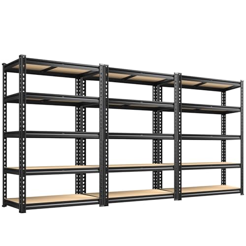 Image of REIBII 3 Pack Garage Shelving for Warehouse, Heavy Duty Metal Shelving