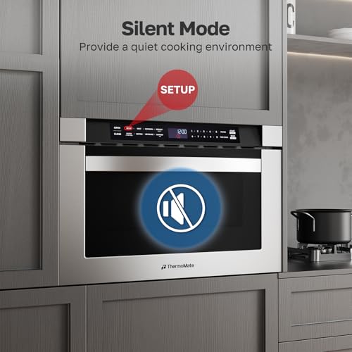 24 Inch Built-in Microwave Drawer, ThermoMate 1.2 Cu. Ft. Microwave Drawer with Automatic Presets, 1000 Watts with 11 Power Levels, Touch Controls, Sensor Cooking, Defrosting Rack, Stainless Steel - Thumbnail 7