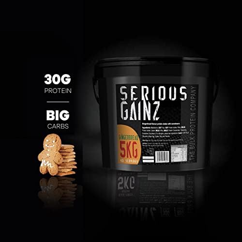 The Bulk Protein Company - SERIOUS GAINZ Whey Protein Powder 5kg - Weight Gain, Mass Gainer - 30g Protein - Gingerbread