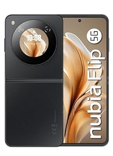 ZTE nubia Flip 5G Black - Smartphone Android 13 con display 6.9" AMOLED FHD+, 8GB RAM 256GB ROM, Fotocamera 50MP, Snapdragon 7 Gen 1, Batteria 4310mAh, Ricarica Veloce 33W, Display Pieghevole