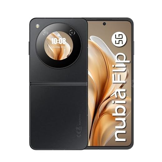 ZTE nubia Flip 5G Black - Smartphone Android 13 con display 6.9" AMOLED FHD+, 8GB RAM 256GB ROM, Fotocamera 50MP, Snapdragon 7 Gen 1, Batteria 4310mAh, Ricarica Veloce 33W, Display Pieghevole