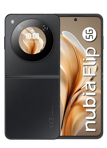ZTE nubia Flip 5G Black - Smartphone Android 13 con display 6.9' AMOLED FHD+, 8GB RAM 256GB ROM, Fotocamera 50MP, Snapdragon 7 Gen 1, Batteria 4310mAh, Ricarica Veloce 33W, Display Pieghevole