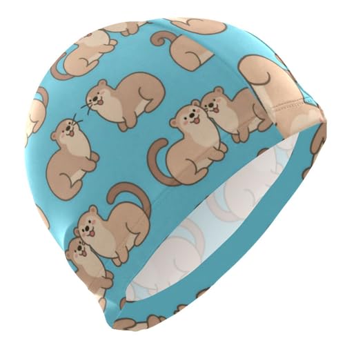 susiyo Otters Cute Animals Mens Swim Caps Polyester Swimming Hat for Adult and Youth