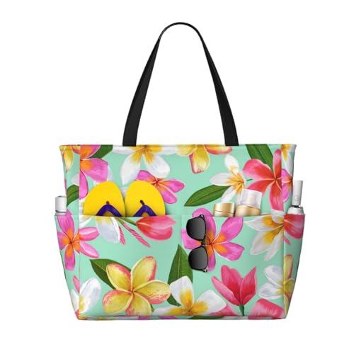 Sac à bandoulière pour femme grand sac de plage fourre-tout à fleurs tropicales