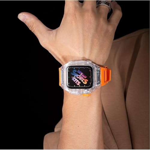 Correa transparente para Apple Watch 45mm con carcasa rígida protectora 6