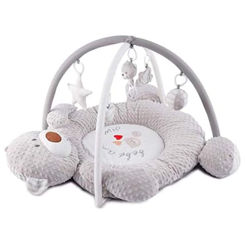 KUANDARM Grey Cute Bear Baby Play Mat With Fitness Frame Pendant Toys Newborn Activity Gym Toddler Gift Cover