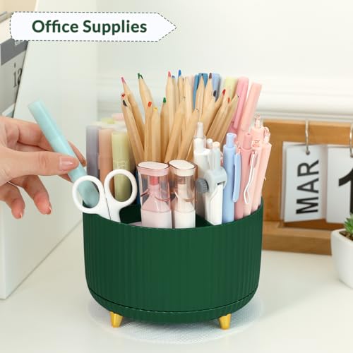 Image of SKYDUE 360 Degree Rotating Desk Organizer, Dual-Purpose Pencil Pen Holder, 5 Slots, Art Supplies, Pencil Cup for Office, School, Home