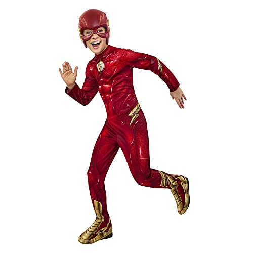 Rubies disfraz The Flash Classico para niño, Jumpsuit estampado con cubrebotas y antifaz, Oficial DC, para Carnaval, Navidad, Cumpleaños, Fiestas y Halloween, M