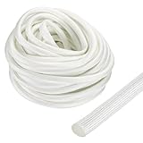 QUARKZMAN Isolationskabelschutz 8mm/0.31 Zoll 15m/49 Fuß Hochtemperatur-Fiberglasshülle Weiß