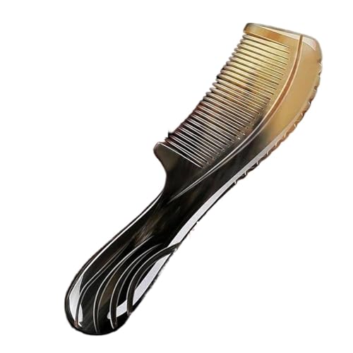 WANGXIAOKE Pente de chifre de búfalo de água natural, dentes finos, antiestático, para massagem, cabo redondo, cabeça grossa, cuidados de saúde